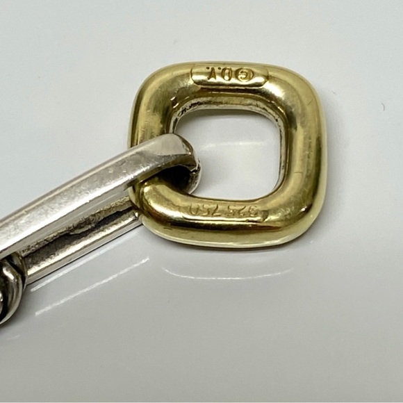 David Yurman Figaro Sterling Silver Chain with 18k Gold Link. - Picture 3 of 6